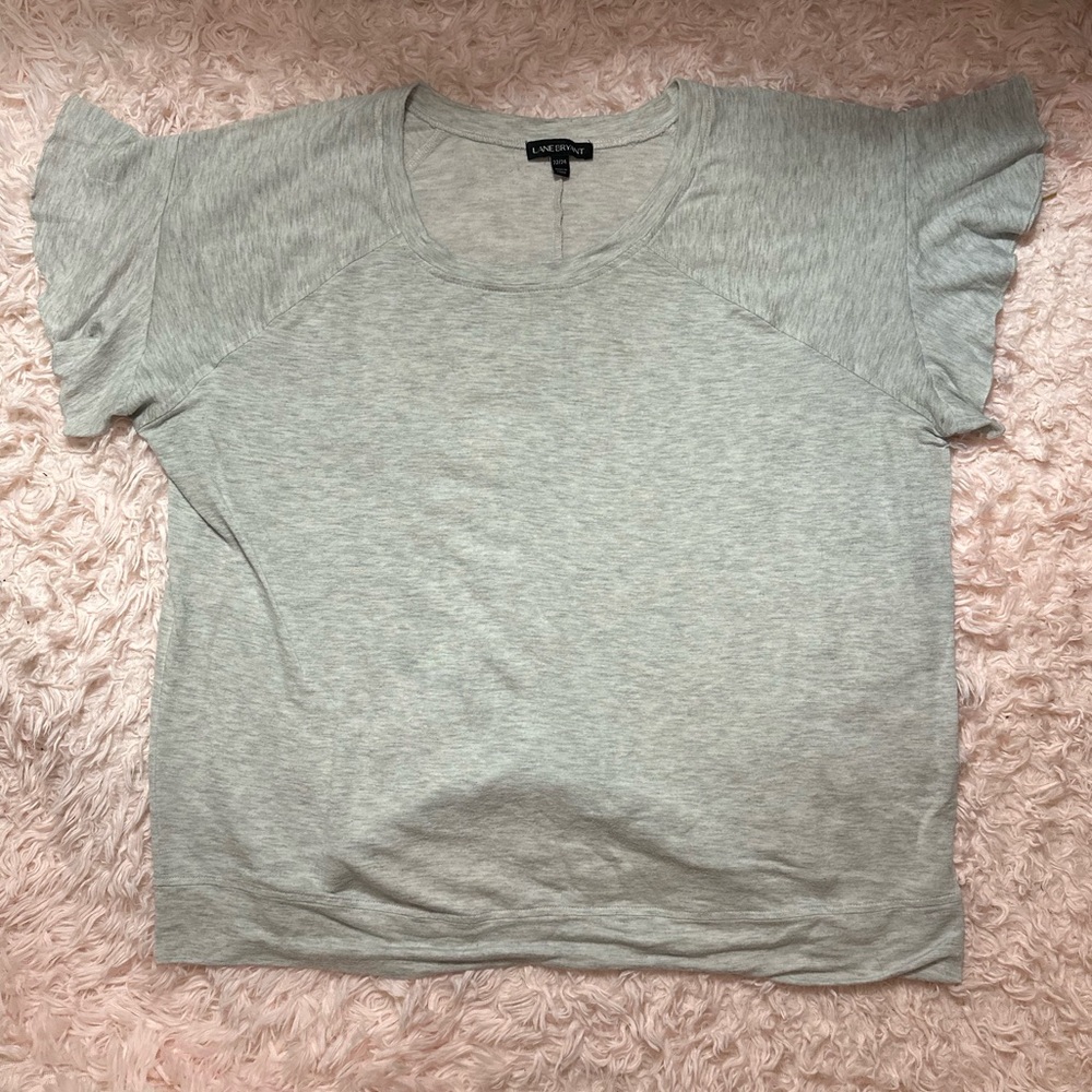Lane Bryant Gray Fluttery Sleeve T-Shirt